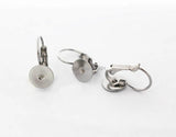 Stainless Steel Ear Clip Wire Hook Earrings Settings with Glue Pad Bezel