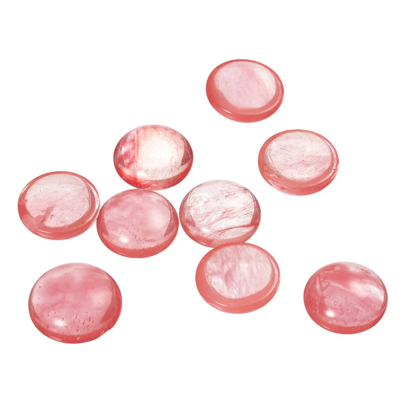 Watermelon Red Round Natural Stone Flat Base for Jewelry Making