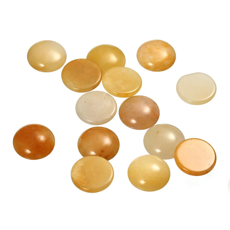 Yellow Aventurine Round Stone Flat Base for Jewelry Making