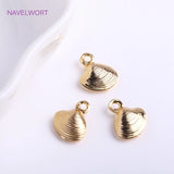 14K Plated Mini Shell Charms for Jewelry Making, Brass Metal Tiny Shell Charms