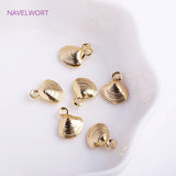 14K Plated Mini Shell Charms for Jewelry Making, Brass Metal Tiny Shell Charms