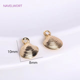 14K Plated Mini Shell Charms for Jewelry Making, Brass Metal Tiny Shell Charms