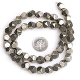 8mm 10mm Faceted Irony Gray Pyrite Beads
