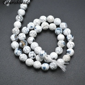 8mm 10mm Faceted Fire Agate Stone Round Beads