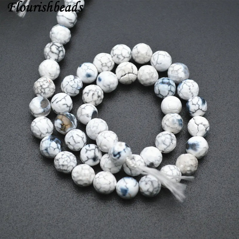 8mm 10mm Faceted Fire Agate Stone Round Beads
