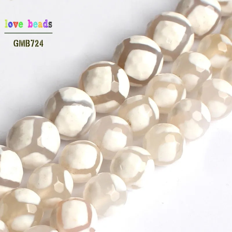 8mm 10mm Faceted Football Fire Agates Round Loose Beads for DIY Bracelets