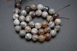 8mm 10mm Faceted Coffee Fire Agate Stone Round Loose Beads
