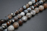 8mm 10mm Faceted Coffee Fire Agate Stone Round Loose Beads