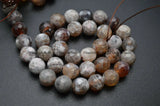 8mm 10mm Faceted Coffee Fire Agate Stone Round Loose Beads