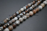 8mm 10mm Faceted Coffee Fire Agate Stone Round Loose Beads