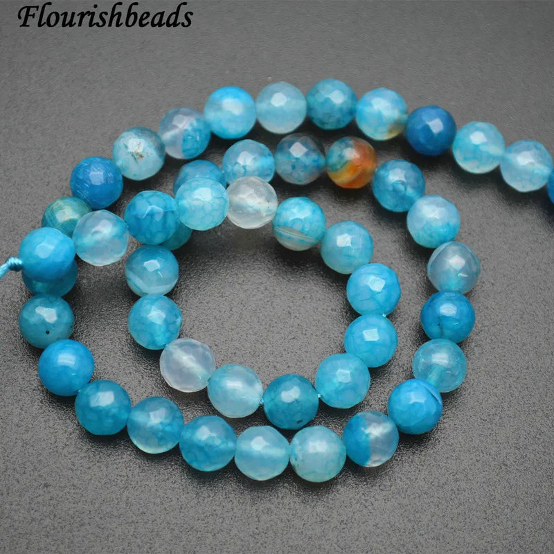 8mm 10mm Faceted Dragon Veins Agate Stone Beads DIY Jewelry Supplies