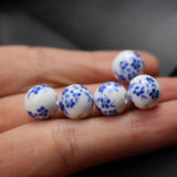 8mm 10mm Mixed Round Ceramic Beads Flowers for Craft DIY Charms