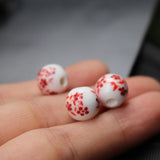 8mm 10mm Mixed Round Ceramic Beads Flowers for Craft DIY Charms