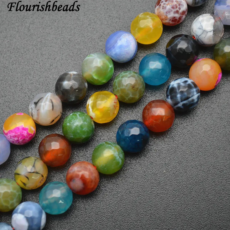 8mm 10mm Dragon Veins Fire Agate Stone Beads DIY Jewelry Supplies