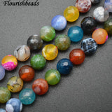 8mm 10mm Dragon Veins Fire Agate Stone Beads DIY Jewelry Supplies