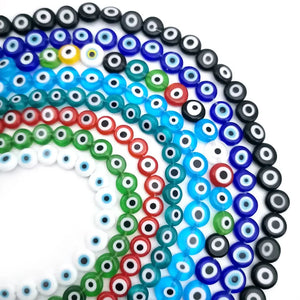 8mm 10mm Multicolor Round Flat Evil Eye Beads Lampwork Glass for DIY Jewelry