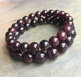 8mm/10mm Hige Garnet Bracelet Set of 2 Dark Red Stone Elastic Stretch Meditation
