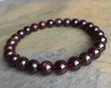 8mm/10mm Hige Garnet Bracelet Set of 2 Dark Red Stone Elastic Stretch Meditation
