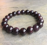 8mm/10mm Hige Garnet Bracelet Set of 2 Dark Red Stone Elastic Stretch Meditation