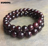 8mm/10mm Hige Garnet Bracelet Set of 2 Dark Red Stone Elastic Stretch Meditation
