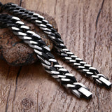 8mm 10mm Stainless Steel Cuban Link Chain Bracelet Punk Style Men Jewelry