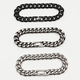 8mm 10mm Stainless Steel Cuban Link Chain Bracelet Punk Style Men Jewelry