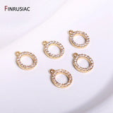 8mm 14k Plated Copper Metal Inlay Zircon Small Pendant