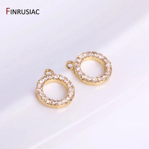 8mm 14k Plated Copper Metal Inlay Zircon Small Pendant
