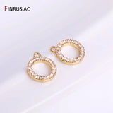 8mm 14k Plated Copper Metal Inlay Zircon Small Pendant