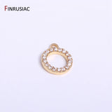 8mm 14k Plated Copper Metal Inlay Zircon Small Pendant