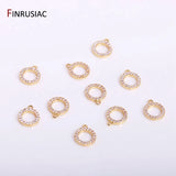 8mm 14k Plated Copper Metal Inlay Zircon Small Pendant