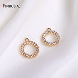 8mm 14k Plated Copper Metal Inlay Zircon Small Pendant