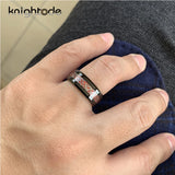 8mm Tungsten Dragon Red Carbon Fiber Ring for Men Women Wedding Band