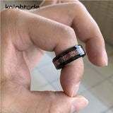 8mm Tungsten Dragon Red Carbon Fiber Ring for Men Women Wedding Band