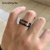 8mm Tungsten Dragon Red Carbon Fiber Ring for Men Women Wedding Band