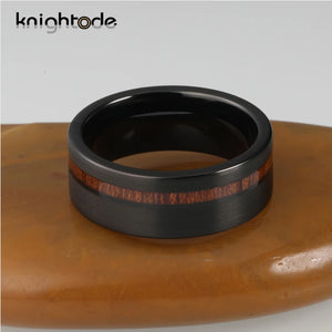 8mm Tungsten Carbide Wedding Band Wood Inlay Engagement Ring