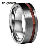 8mm Tungsten Carbide Wedding Band Wood Inlay Engagement Ring