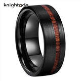 8mm Tungsten Carbide Wedding Band Wood Inlay Engagement Ring