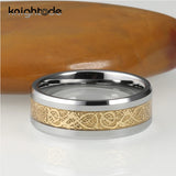 8mm Tungsten Carbide Wedding Rings Dragon Carbon Fiber Inlay