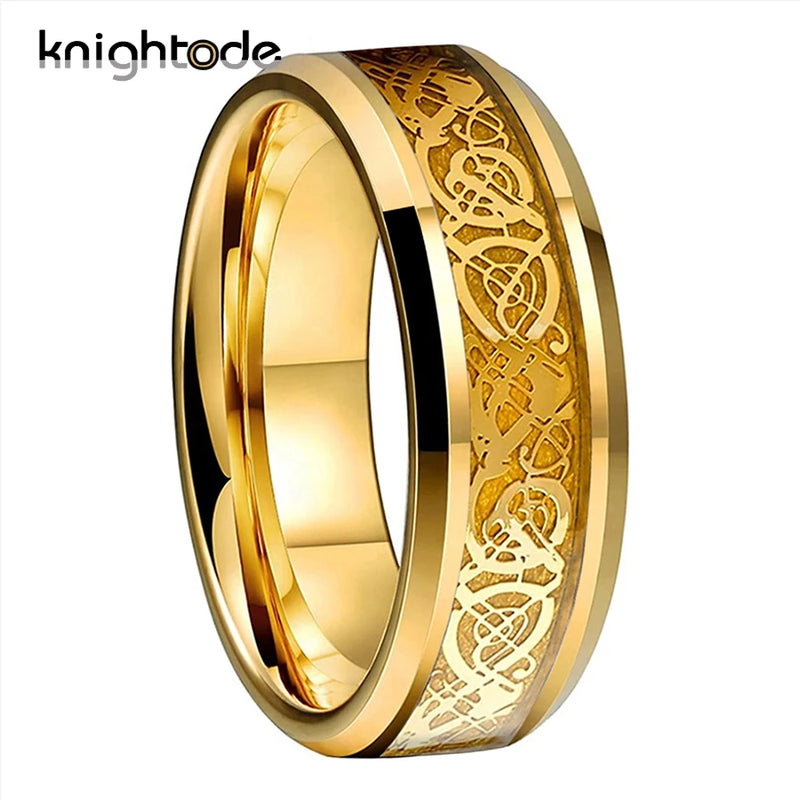 8mm Tungsten Carbide Wedding Rings Dragon Carbon Fiber Inlay