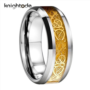 8mm Tungsten Carbide Wedding Rings Dragon Carbon Fiber Inlay