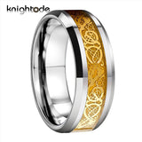 8mm Tungsten Carbide Wedding Rings Dragon Carbon Fiber Inlay