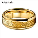 8mm Tungsten Carbide Wedding Rings Dragon Carbon Fiber Inlay