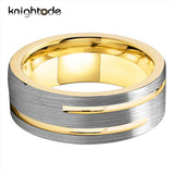 8mm 2 Groove Tungsten Carbide Wedding Band Flat Brushed Finish
