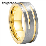 8mm 2 Groove Tungsten Carbide Wedding Band Flat Brushed Finish