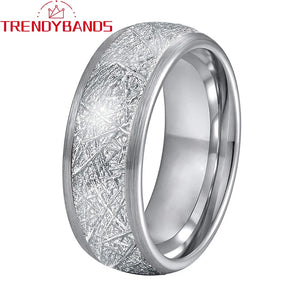 8mm Tri-Color Meteorite Inlay Tungsten Carbide Ring
