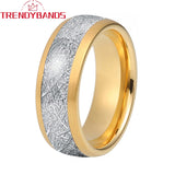 8mm Tri-Color Meteorite Inlay Tungsten Carbide Ring