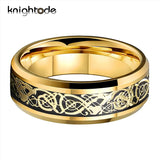 Tungsten Carbide Anniversary Ring Dragon Carbon Fiber Inlay Wedding Band