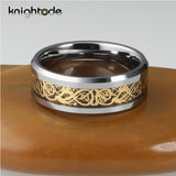 Tungsten Carbide Anniversary Ring Dragon Carbon Fiber Inlay Wedding Band