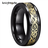 Tungsten Carbide Anniversary Ring Dragon Carbon Fiber Inlay Wedding Band